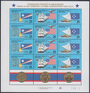 Микронезия 1990, 4 года Совместному Договору между США и Микронезией, лист