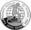 Эквадор, Футбол, ЧМ-1986, Футболист, 1000 Сукре, Серебро, Пруф