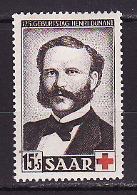 Саар, 1953, Красный Крест, Анри Дюнан, 1 марка с наклейкой