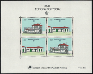 Португалия 1990, Европа, Почтамты и Почтальоны, блок