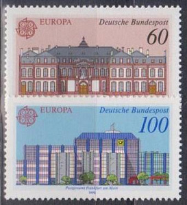 ФРГ 1990, Европа, Почтамты и Почтальоны, 2 марки