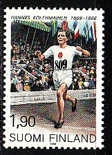 Финляндия, 1989, 100 лет Ханнес Колехмайнен, 1 марка Финляндия, 1989, 100 лет Ханнес Колехмайнен, 1 марка