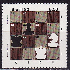 Бразилия, 1980, Шахматная доска, 1 марка Бразилия, 1980, Шахматная доска, 1 марка