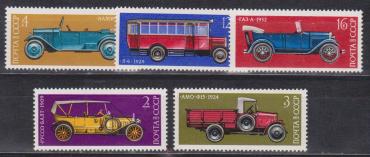 СССР, 1973, №4291-4295, История отечественного автомобилестроения, 5 марок-миниатюра