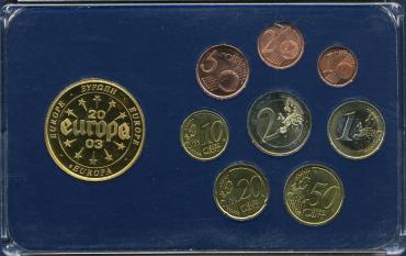 Германия, 2003-2015, Набор, 1с-2 Евро+ Позолоченная Медаль, в кассете