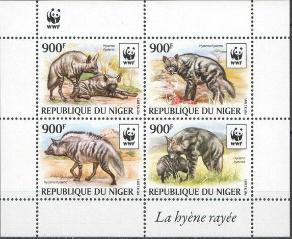 Нигер, 2015, Гиена, WWF, 4 марки в малом листе