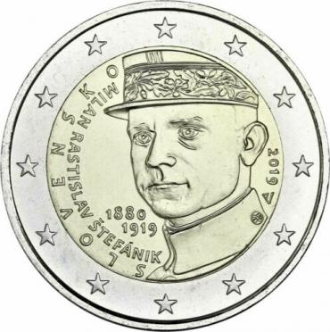 Словакия, 2019, М.Штефаник, 2 Евро-миниатюра