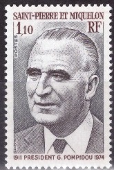 Сан-Пьер и Микелон, 1976, Президент Ж.Помпиду, 1 марка, 8 Евро Сан-Пьер и Микелон, 1976, Президент Ж.Помпиду, 1 марка, 8 Евро