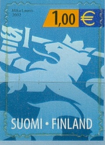 Финляндия, 2002,  Герб, 1 марка, номинал 1.00 € 