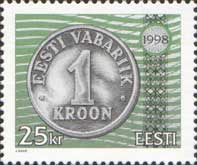 Эстония, 1998, 6 лет реформам, Монета 25 крон, 1 марка