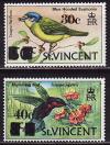 Сент-Винсент, 1973, Птицы, Надпечатка, 2 марки