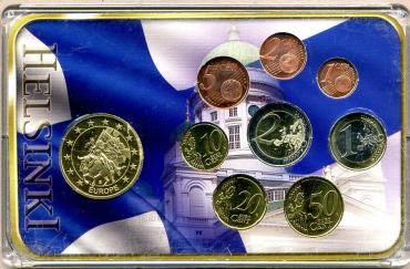Финляндия, 2004-2010  Набор, 1с-2 Евро+ Позолоченная Медаль, в кассете-миниатюра