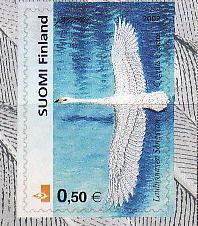 Финляндия, 2002, Птицы, Лебедь, 1 марка самоклейка