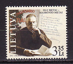 Литва, 2012, 150 лет со дня рождения поэта Майронис, 1 марка