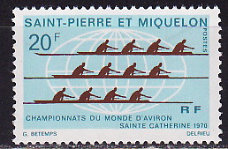 Сан-Пьер и Микелон,  1970, ЧМ по гребле, 1 марка, 22 Евро