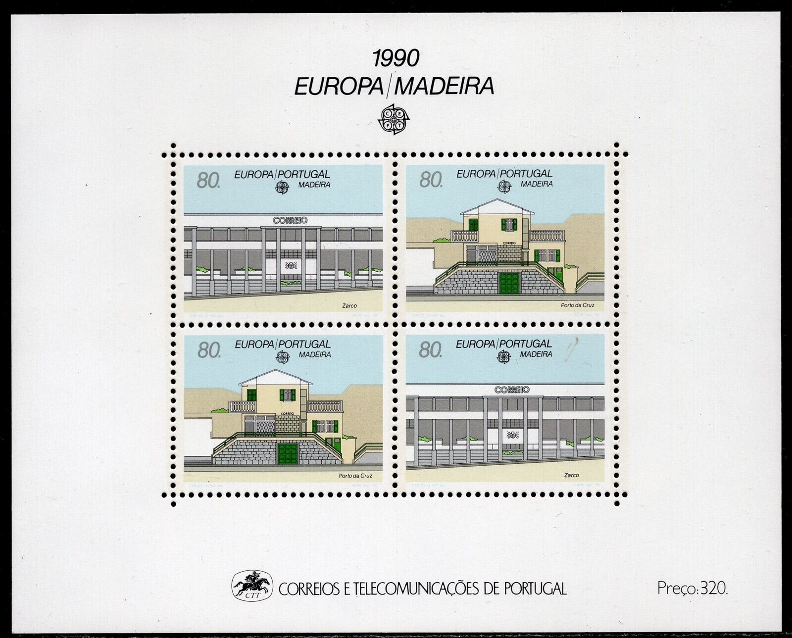 Мадейра, 1990, Европа, Почтамты и Почтальоны, блок