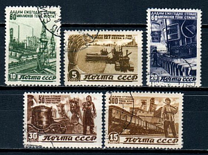 СССР, 1946, №1082-86, Восстановление н/х, серия из 5-ти марок, (.)...