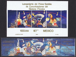 Мексика, 1985, Космос, 3 марки + блок