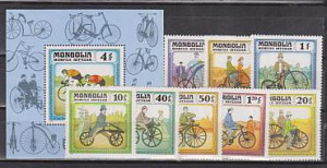 Монголия, 1982, Велосипеды, 8 марок + блок