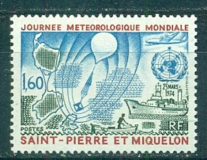 Сан-Пьер и Микелон, 1974, Год Метеорологии, 1 марка 14 Евро