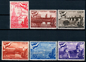СССР, 1947, №1153-58, Канал Москва-Волга*, серия из 6-ти марок