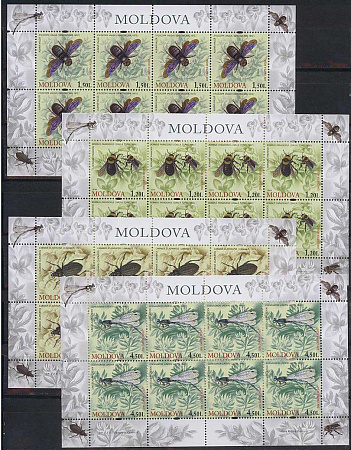 Молдова, 2009, Насекомые, 4 малых листа