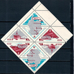 СССР, 1966, №3318-20, Антарктида, тет-беш, без полей