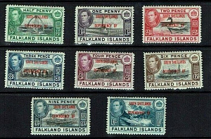 Южные Шеттландские острова, Надпечатки, 1944, 8 марок **