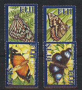 Фиджи, Бабочки, 2007, 4 марки Фиджи, Бабочки, 2007, 4 марки