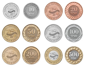 Армения, 2023, набор монет "30 лет национальной валюте", 6 штук