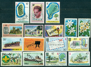 Тувалу,  ОБРАЗЕЦ- SPECIMEN, Надпечатки, 16 марок
