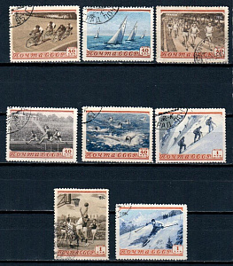 СССР, 1954, Спорт, №1764-71, Спорт, серия из 8 марок, (.)... СССР, 1954, Спорт, №1764-71, Спорт, серия из 8 марок, (.)...