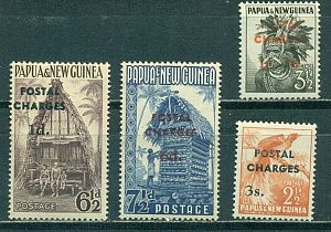 Папуа-Новая Гвинея, 1960, Доплатные, Стандарт, надпечатки, 4 марки, 95 евро