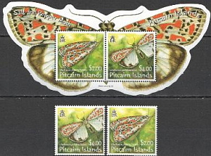 Питкерн, 2007, Бабочки, 2 марки+блок