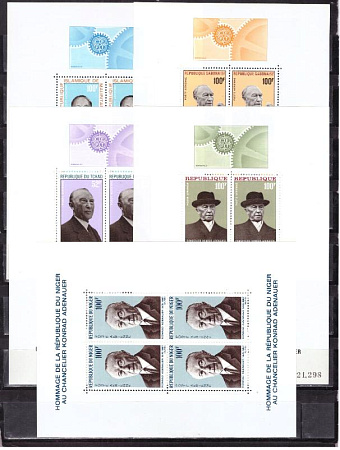 Мавритания, Габон, Чад. Сенегал, Нигер, 1967, Конрад Аденауэр, 5 блоков