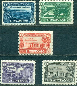 СССР, 1949, №1474-78, Таджикская ССР, серия из 5 марок ** MNH
