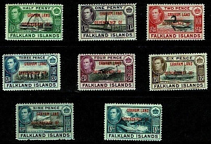Грэхэм острова, Надпечатки, 1944, 8 марок MNH