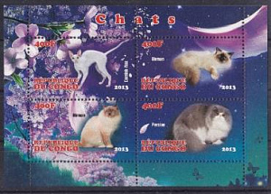 Конго, Кошки, 2013, чистый ** малый лист