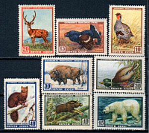 СССР, 1957, №1986-93, Фауна, серия из 8-ми марок...