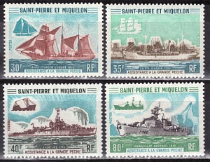 Сан-Пьер и Микелон, 1971, Рыболовные Суда и Военные Корабли, 4 марки, 220 Евро