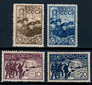 СССР, 1938, №602-05, Снятие полярников*, серия из 4-х марок