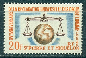 Сен-Пьер и Микелон, 1963, ООН, Декларация Прав Человека, * наклейка