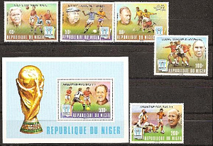 Нигер, 1977, Портреты, ЧМ-1978, 5 марок+блок надпечатки