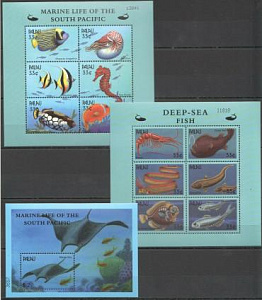 Палау, 2000, Морская фауна, Рыбы, 2 листа+блок