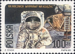 Польша, 1989, 20 лет высадки на Луну, 1 марка