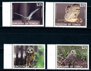 Тонга, 2012, Птицы, Совы, Экспресс-почта, 4 марки